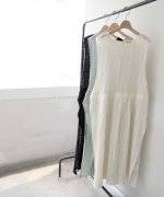 シアーチェック　エプロンワンピース