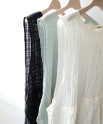 シアーチェック　エプロンワンピース