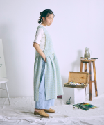 シアーチェック　エプロンワンピース