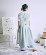 シアーチェック　エプロンワンピース