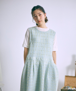 シアーチェック　エプロンワンピース