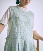 シアーチェック　エプロンワンピース