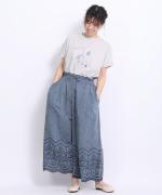 カットワーク刺繍 パンツ