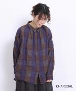 ブロックチェック　ロングシャツブラウス