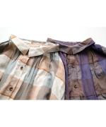 ブロックチェック　ロングシャツブラウス