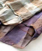 ブロックチェック　ロングシャツブラウス