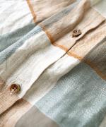 ブロックチェック　ロングシャツブラウス