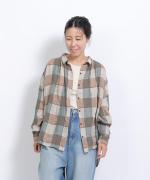 ブロックチェック　ロングシャツブラウス