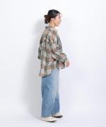 ブロックチェック　ロングシャツブラウス