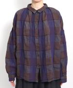 ブロックチェック　ロングシャツブラウス