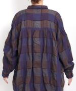 ブロックチェック　ロングシャツブラウス