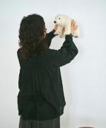 ハンド刺繍コットンモス　プルオーバー