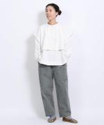 5ozコットンリネンスラブデニム　ベスト付プルオーバー