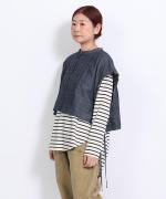 5ozコットンリネンスラブデニム　ベスト付プルオーバー