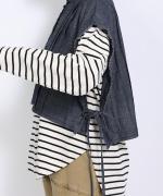 5ozコットンリネンスラブデニム　ベスト付プルオーバー