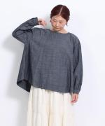 5ozコットンリネンスラブデニム　ベスト付プルオーバー