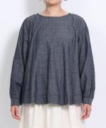 5ozコットンリネンスラブデニム　ベスト付プルオーバー