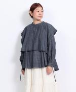 5ozコットンリネンスラブデニム　ベスト付プルオーバー