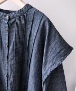5ozコットンリネンスラブデニム　ベスト付プルオーバー