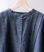 5ozコットンリネンスラブデニム　ベスト付プルオーバー