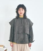 5ozコットンリネンスラブデニム　ベスト付プルオーバー