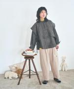 5ozコットンリネンスラブデニム　ベスト付プルオーバー