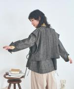 5ozコットンリネンスラブデニム　ベスト付プルオーバー