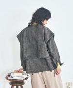 5ozコットンリネンスラブデニム　ベスト付プルオーバー