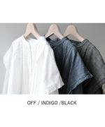 5ozコットンリネンスラブデニム　ベスト付プルオーバー