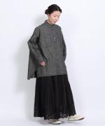 5ozコットンリネンスラブデニム　ロングシャツ
