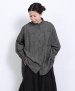 5ozコットンリネンスラブデニム　ロングシャツ