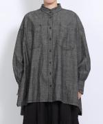 5ozコットンリネンスラブデニム　ロングシャツ