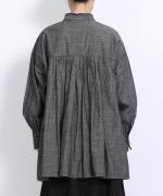 5ozコットンリネンスラブデニム　ロングシャツ