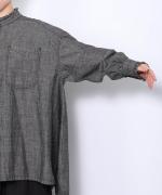 5ozコットンリネンスラブデニム　ロングシャツ
