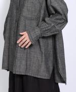 5ozコットンリネンスラブデニム　ロングシャツ