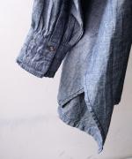 5ozコットンリネンスラブデニム　ロングシャツ