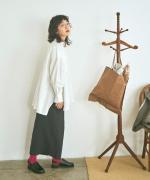 5ozコットンリネンスラブデニム　ロングシャツ