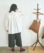 5ozコットンリネンスラブデニム　ロングシャツ