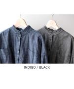 5ozコットンリネンスラブデニム　ロングシャツ