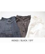 5ozコットンリネンスラブデニム　ロングシャツ