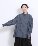 5ozコットンリネンスラブデニム　ロングシャツ
