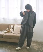 コットンウールカルゼ×ウーステッドビーバー　2wayベスト