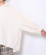 ライトコットンポプリン　フードブラウス