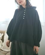 ライトコットンポプリン　フードブラウス