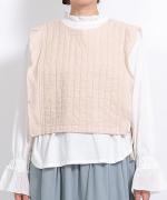 リネンストライプキルト　2wayベスト