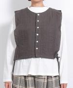 リネンストライプキルト　2wayベスト