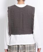 リネンストライプキルト　2wayベスト