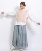 リネンストライプキルト　2wayベスト