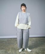 リネンストライプキルト　2wayベスト