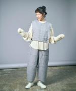 リネンストライプキルト　2wayベスト